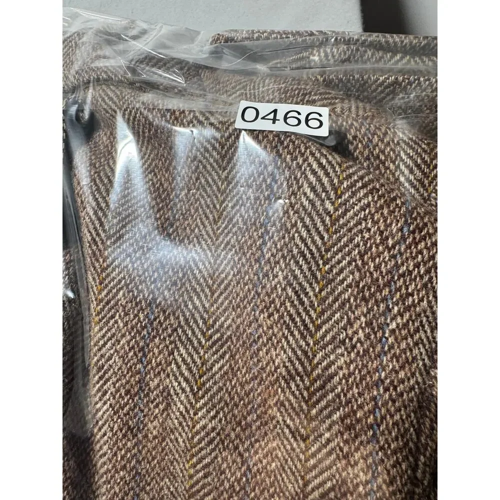 VTG Baskin Harris Tweed Sport Coat Blazer Mens S Brown Herringbone Notch Lapel